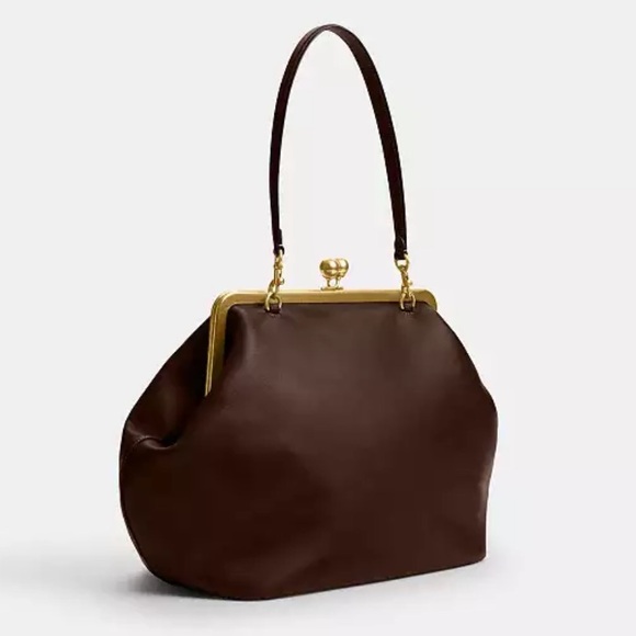 Large Brown Kisslock Frame Bag - Picture 2 of 2